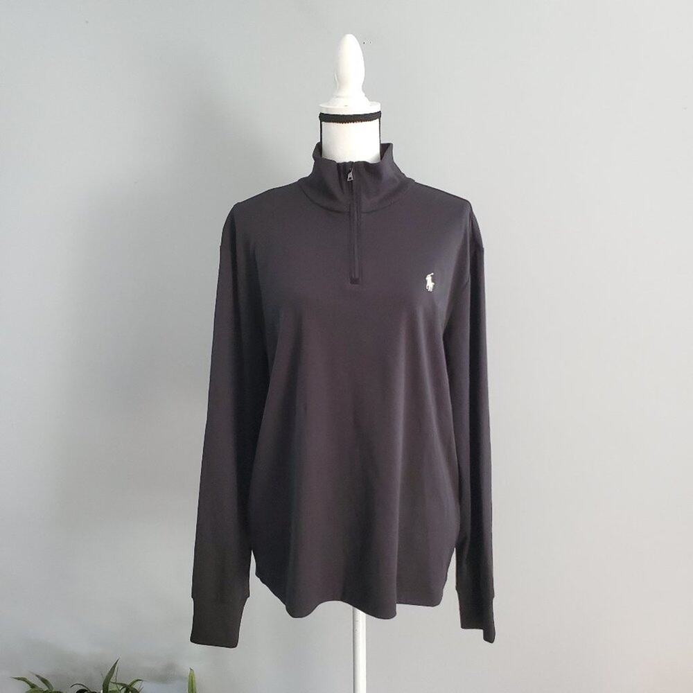 Polo Ralph Lauren Women's Black Quarter Zip Pullover Athleisure Shirt Size L